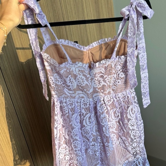 For Love & Lemons Lavender Lace Mini Dress - Picture 5 of 5